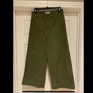 Madewell army green cropped wide leg pants